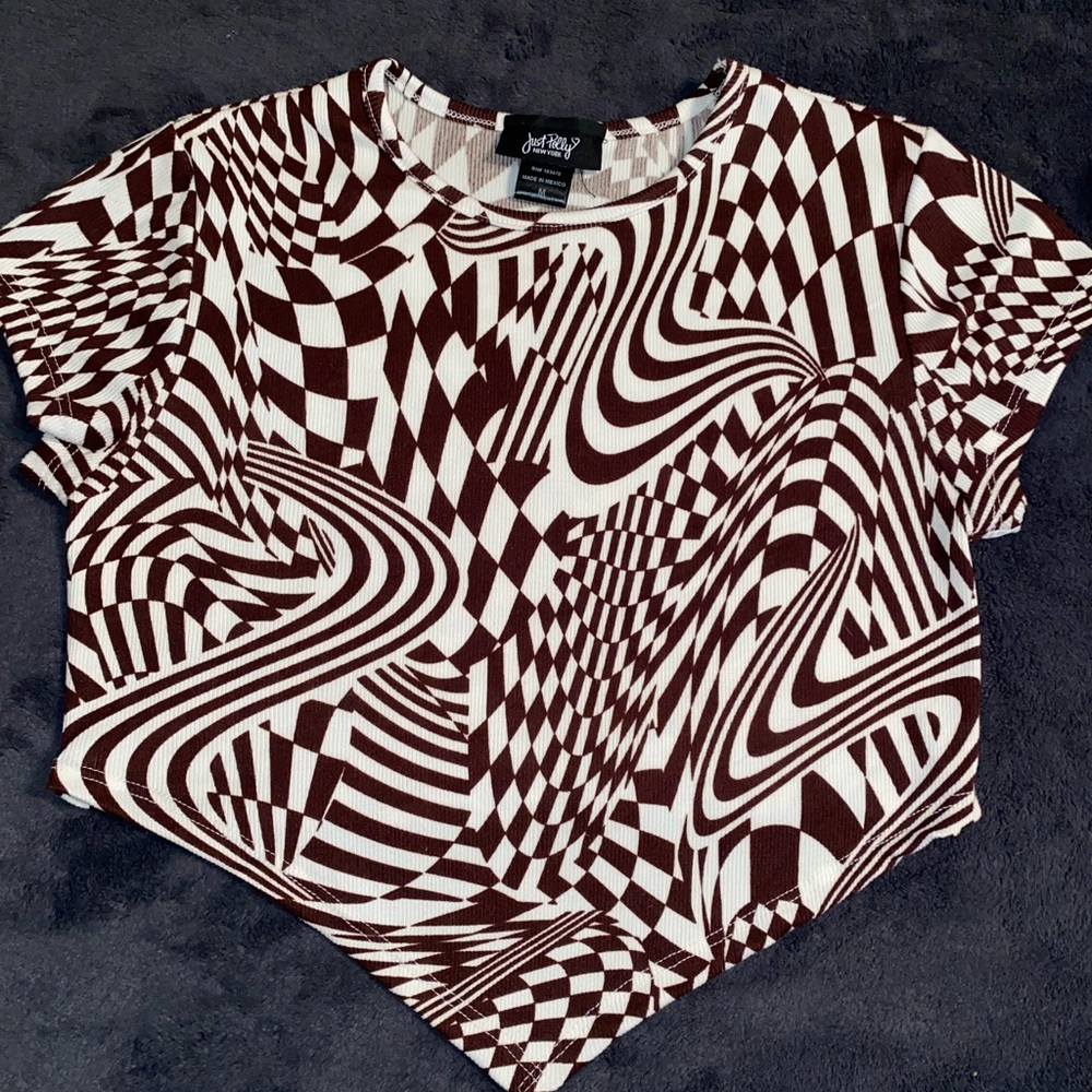 Brown and White Croptop
